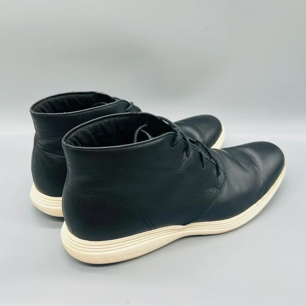 Cole Haan Boots Mens 11 Black Leather Grand OS Chukka Lace Up Booties Shoes
